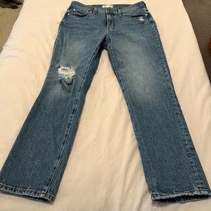 Madewell distressed mid-rise perfect vintage jean, size 28